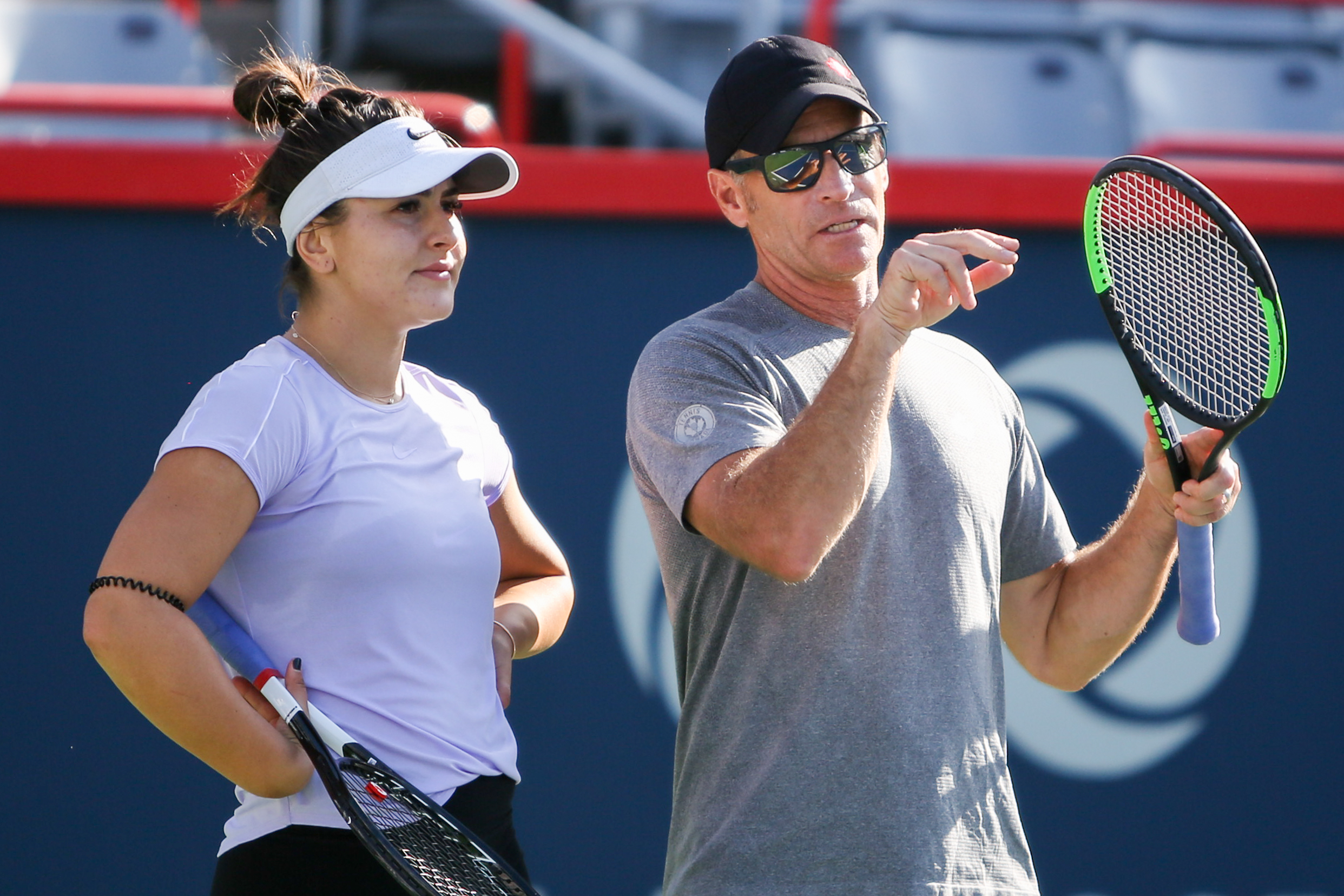 Sylvain Bruneau et Bianca Andreescu en entraînement